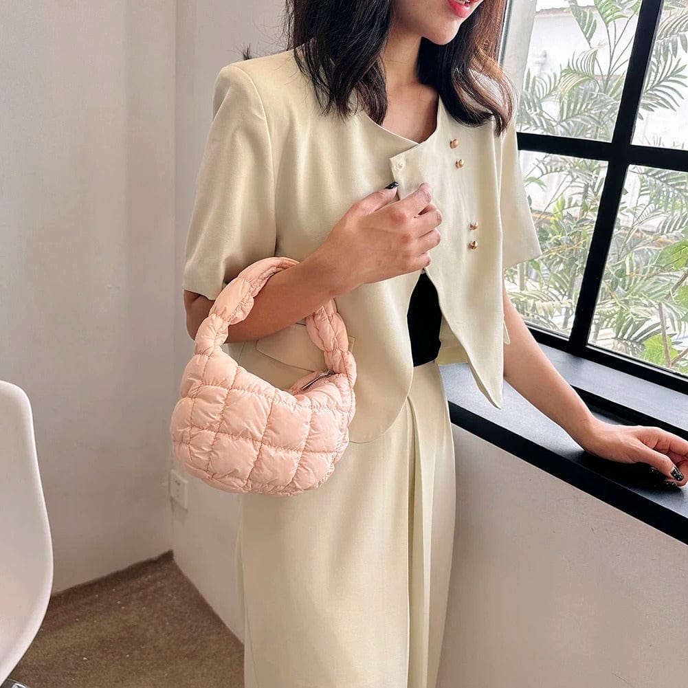 CloudQuilt Quilted Padded Crossbody Bag for Women – Pleated Ruched Tote & Bucket Shoulder Handbag