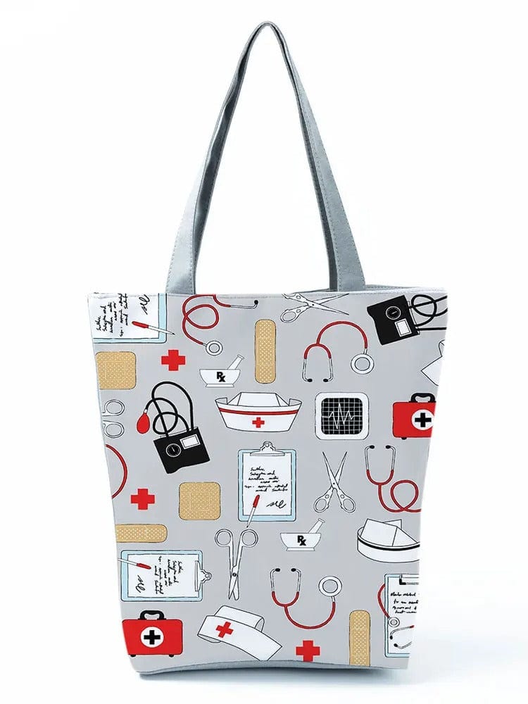 CartoonNurse Ladies Printed Handbag – Foldable High Capacity Eco Reusable Shoulder Bag for Travel & Shopping