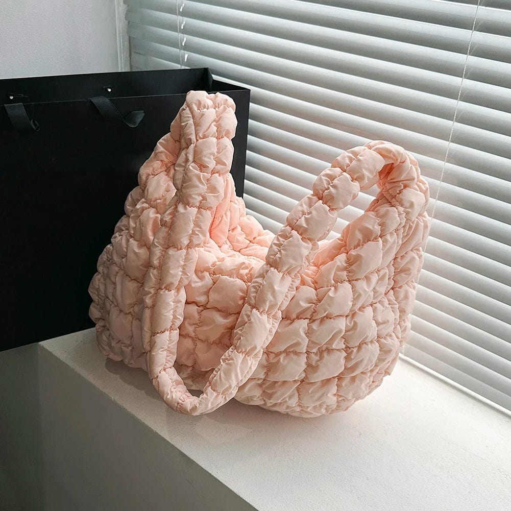 CloudQuilt Quilted Padded Crossbody Bag for Women – Pleated Ruched Tote & Bucket Shoulder Handbag