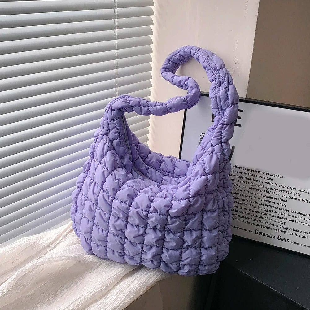 CloudQuilt Quilted Padded Crossbody Bag for Women – Pleated Ruched Tote & Bucket Shoulder Handbag