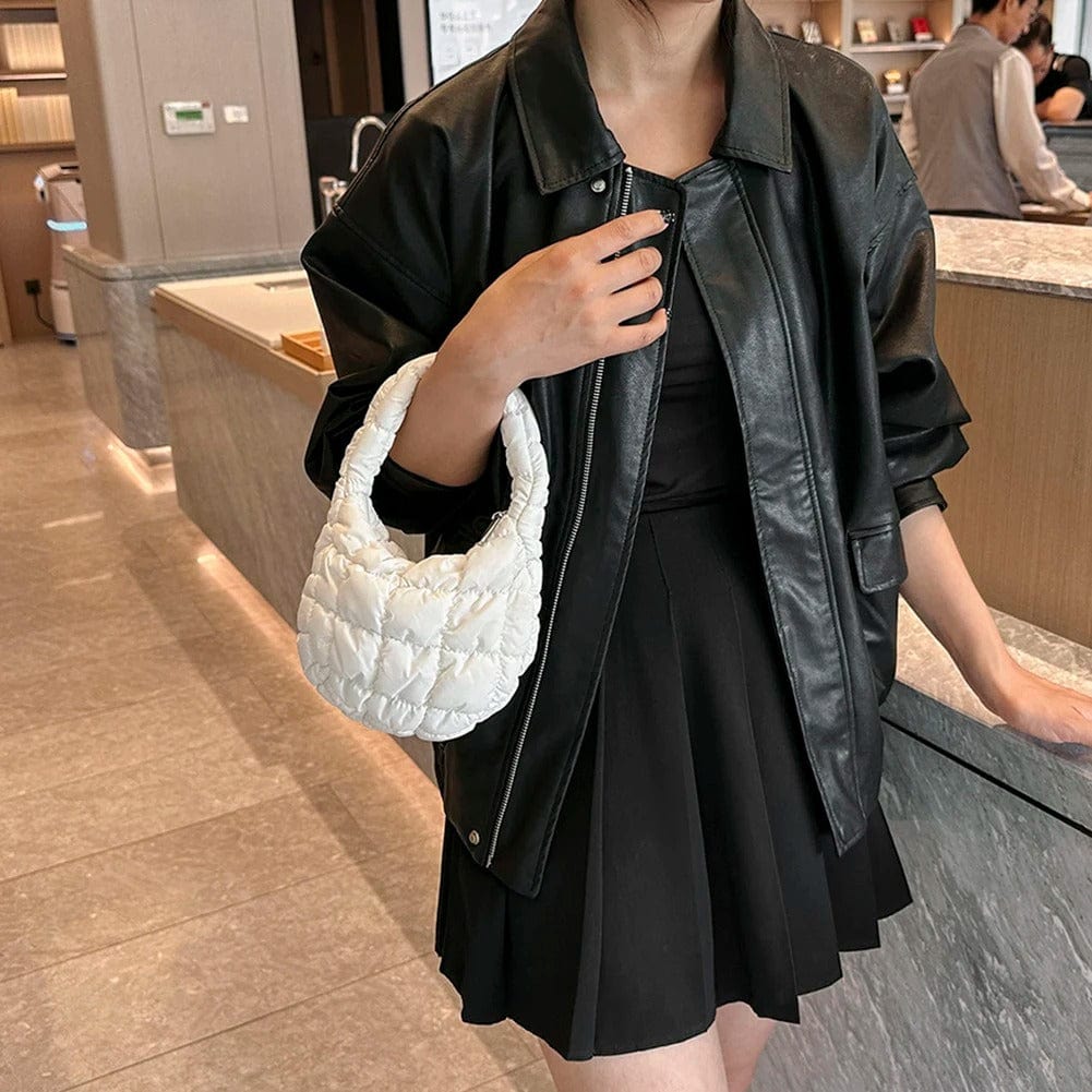 CloudQuilt Quilted Padded Crossbody Bag for Women – Pleated Ruched Tote & Bucket Shoulder Handbag