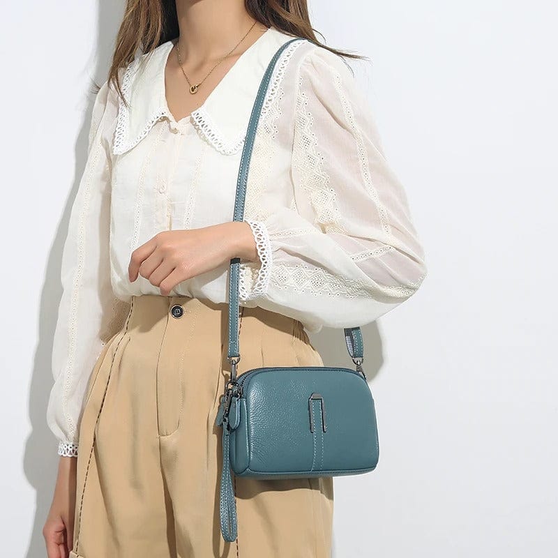 Genuine Leather Crossbody Bag for Women | Luxury Solid Color Shoulder & Messenger Clutch