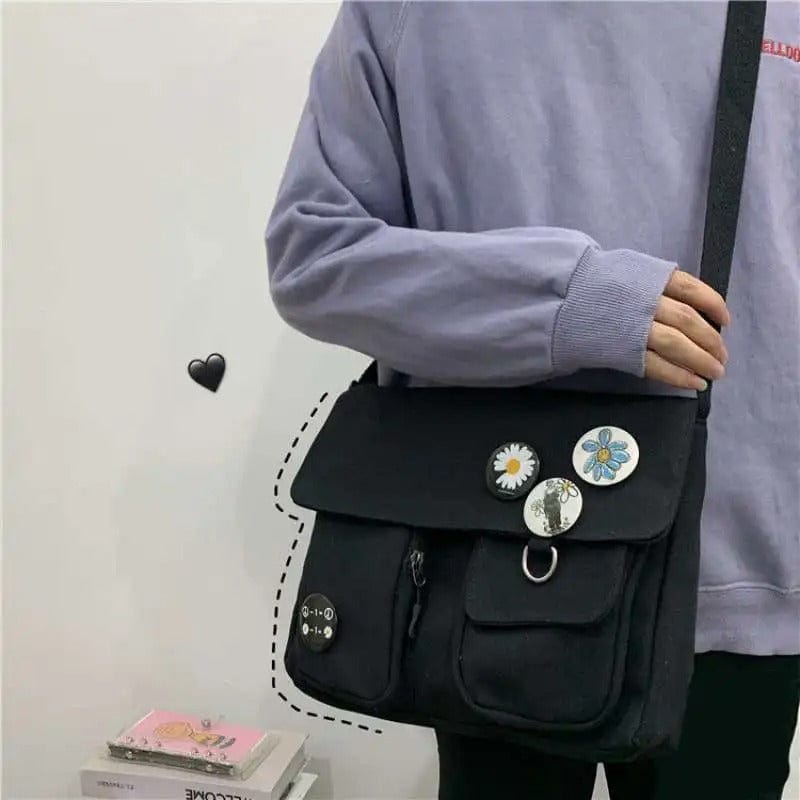 Cute Canvas Crossbody Bag for Women – Wild Student Shoulder Bag, Japanese Harajuku