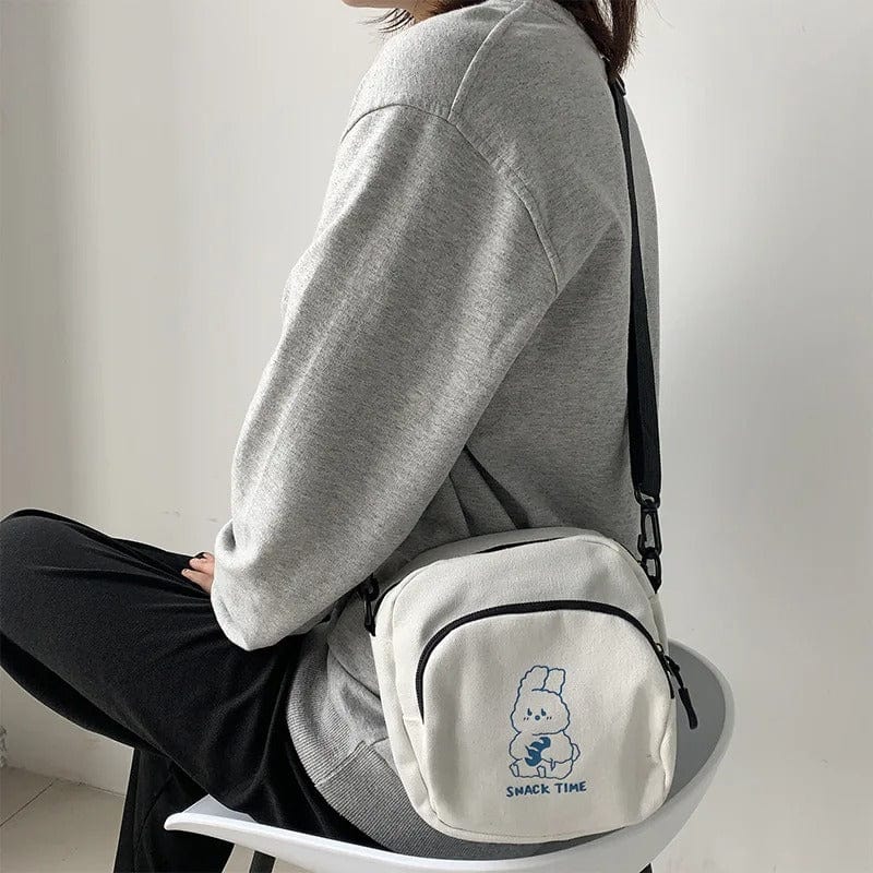 Cute Rabbit Canvas Crossbody Bag for Women – Vintage Messenger Handbag for Students