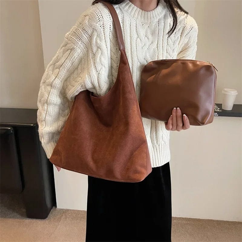 Vintage Suede Shoulder Bag – Large Capacity Autumn & Winter Women’s Commuter Bag,