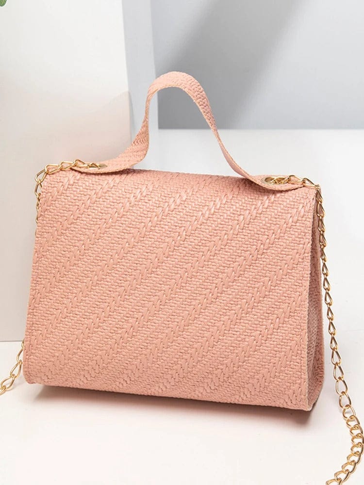Embossed Chain Square PU Leather Bag – Women’s Large Capacity Shoulder & Crossbody