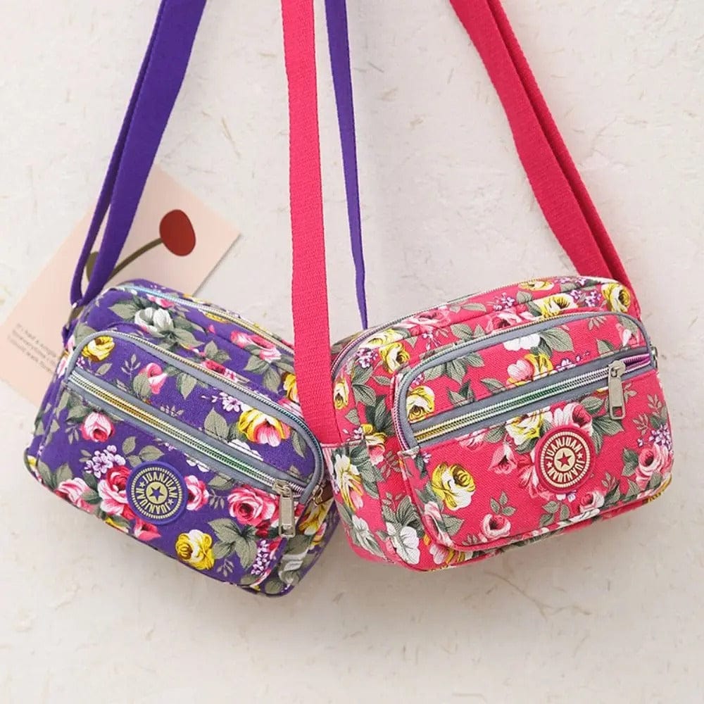 FloraVibe Multi-Layered Floral Print Nylon Shoulder Bag -