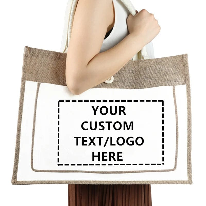DINYAO 2024 Custom Jute Shopping Bag – High-Quality Personalized Logo Tote & Beach Handbag