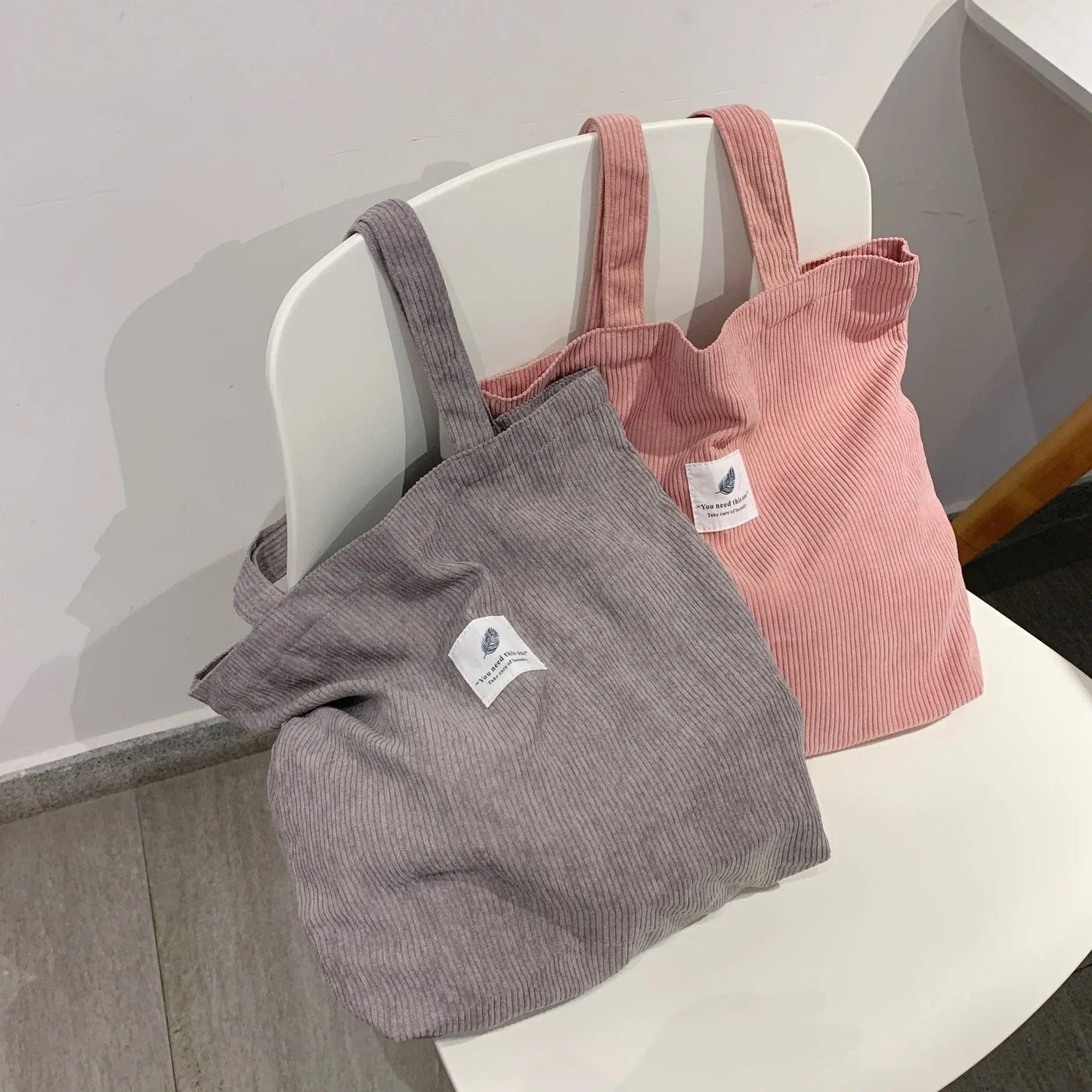 Eco Chic Corduroy Totes for Women | Reusable Shoulder Bags, Small & Large Shopper