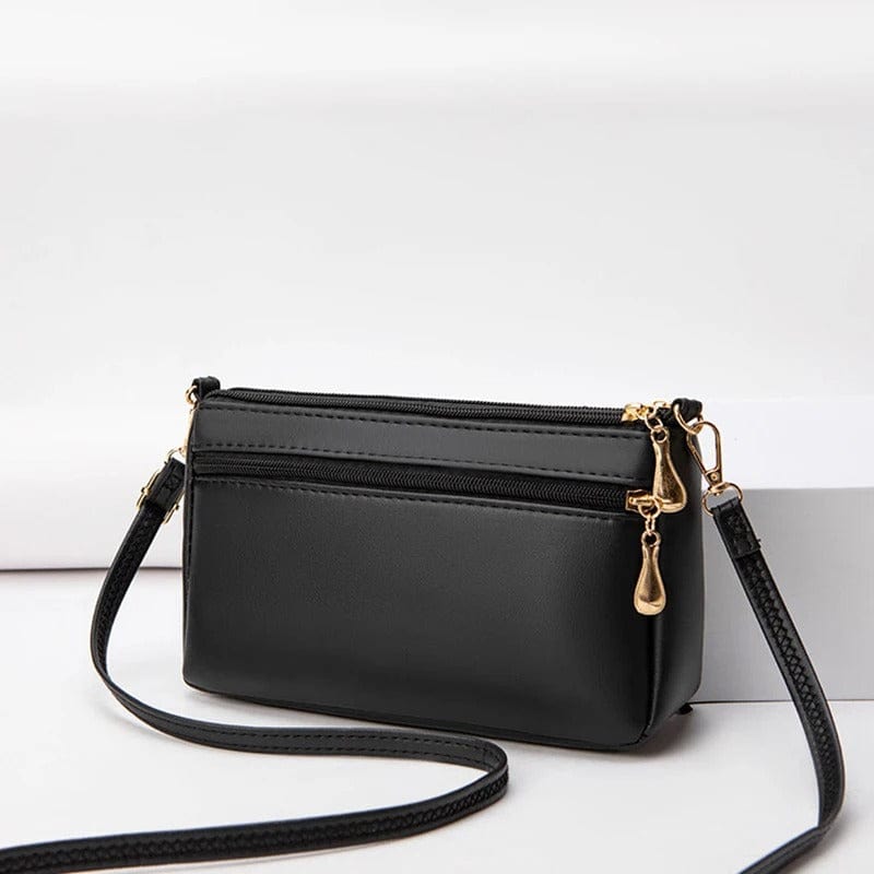 Double Zipper Crossbody Bag – PU Leather Diamond Lattice Shoulder Bag with