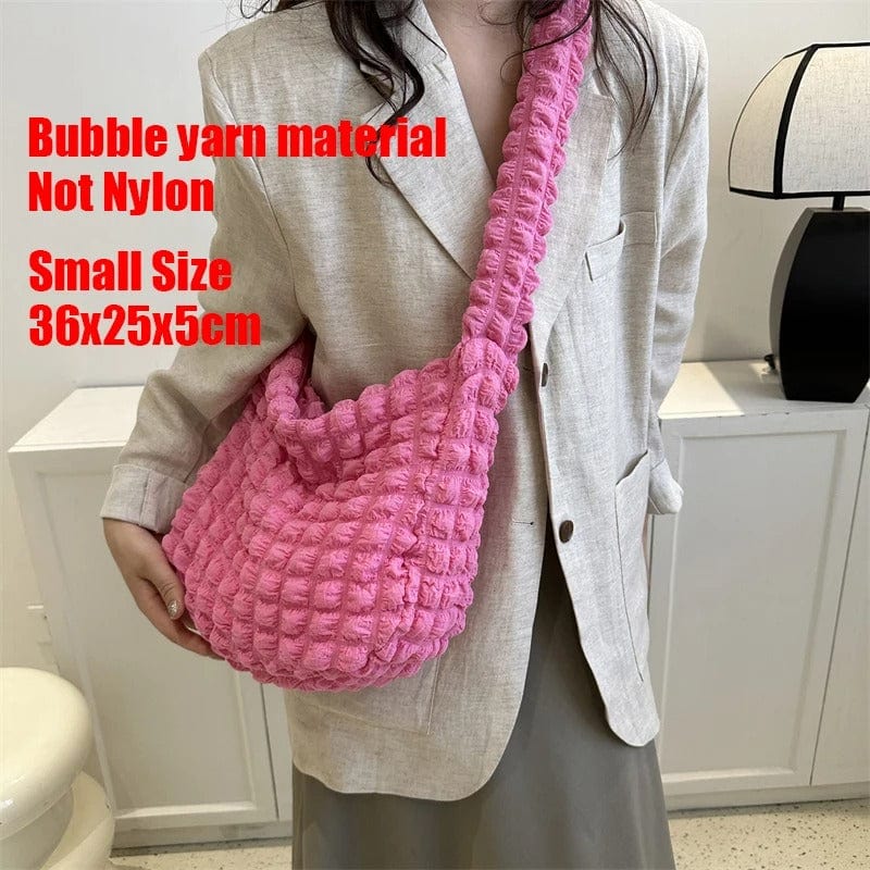 CloudQuilt Quilted Padded Crossbody Bag for Women – Pleated Ruched Tote & Bucket Shoulder Handbag