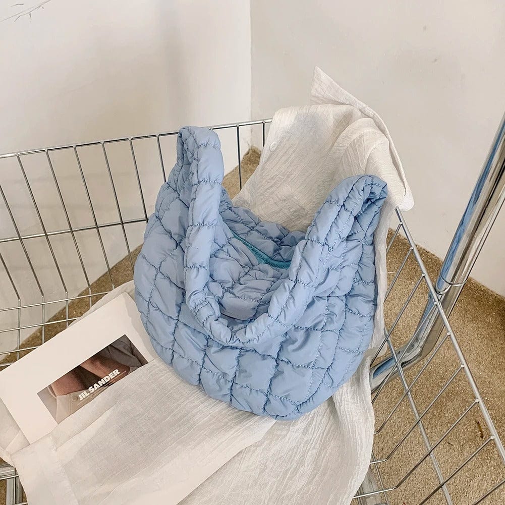 CloudQuilt Quilted Padded Crossbody Bag for Women – Pleated Ruched Tote & Bucket Shoulder Handbag