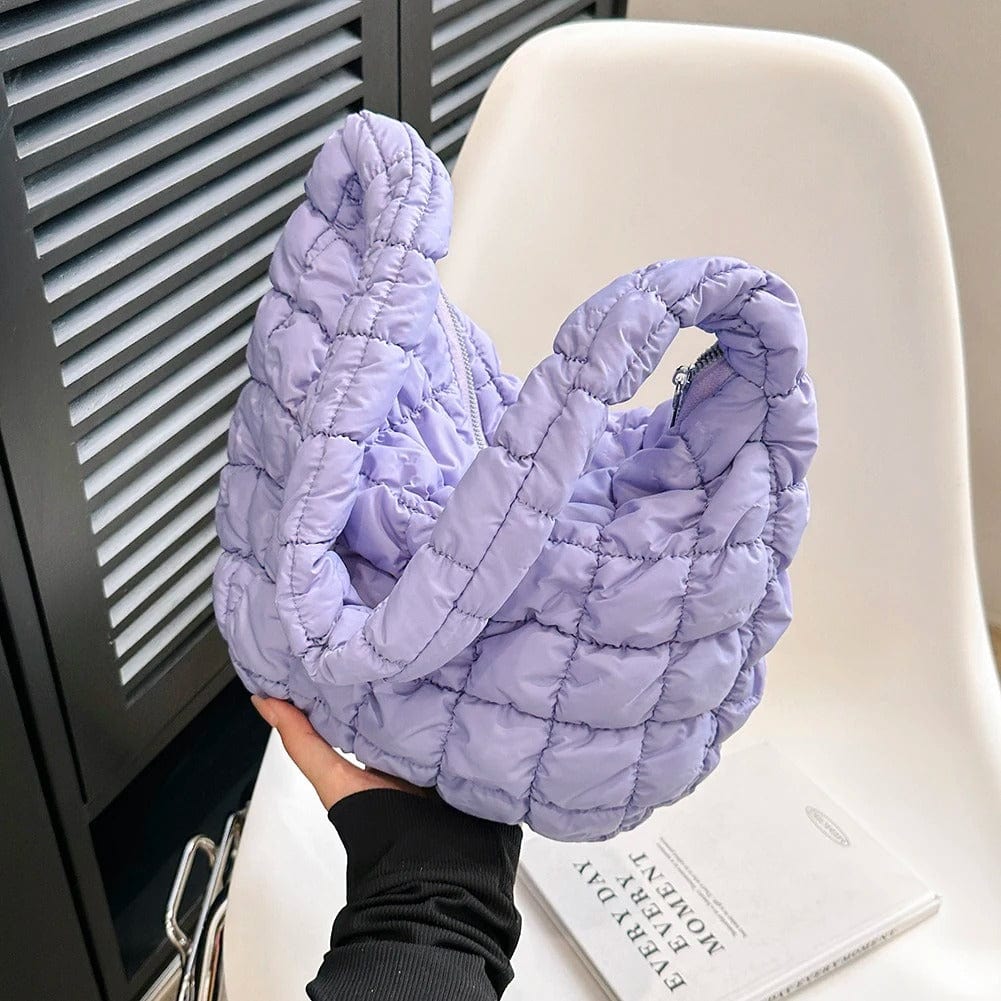 CloudQuilt Quilted Padded Crossbody Bag for Women – Pleated Ruched Tote & Bucket Shoulder Handbag