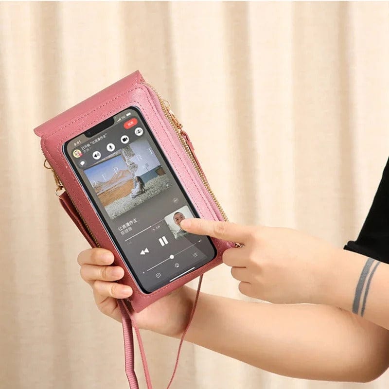 Touch Screen Cell Phone Purse - Soft Leather Crossbody Handbag for Women