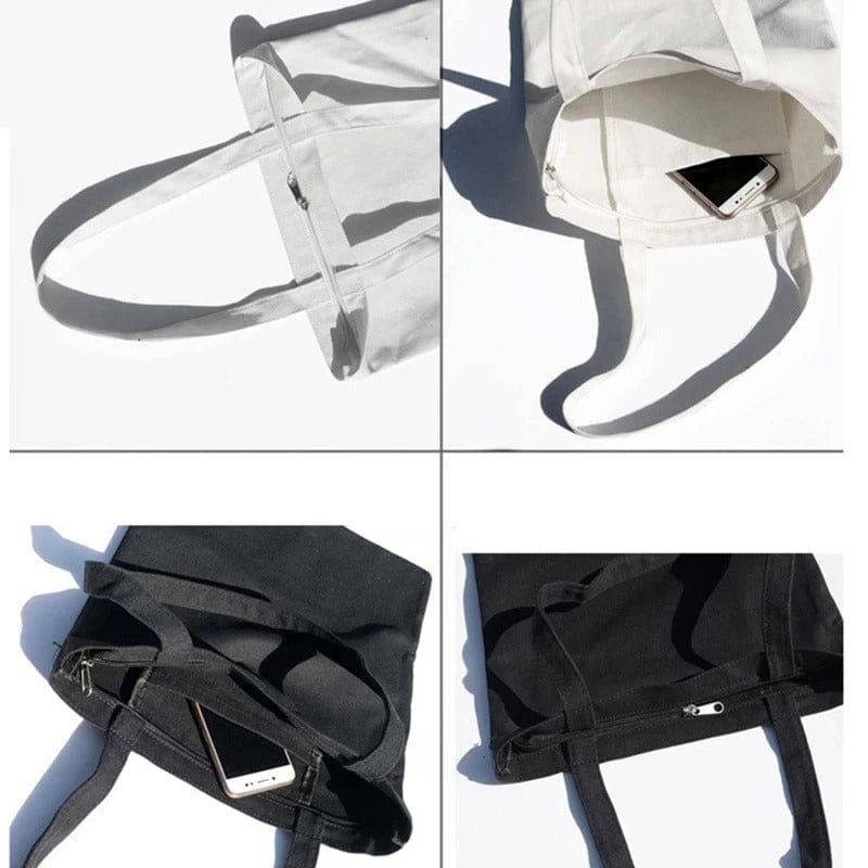 Solid Canvas Casual Tote Shoulder Bag for Women – Eco-Friendly DIY Shopping Bag for Girls