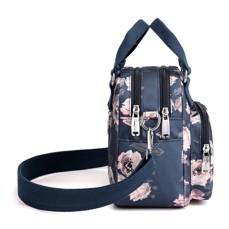 FloraPrint Women's Crossbody Bag – Portable Multi-Pocket Nylon Shoulder & Messenger