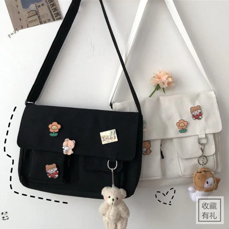 SweetCanvas Simple Messenger Bag – Casual Satchel Shoulder Bag for Women & Girls