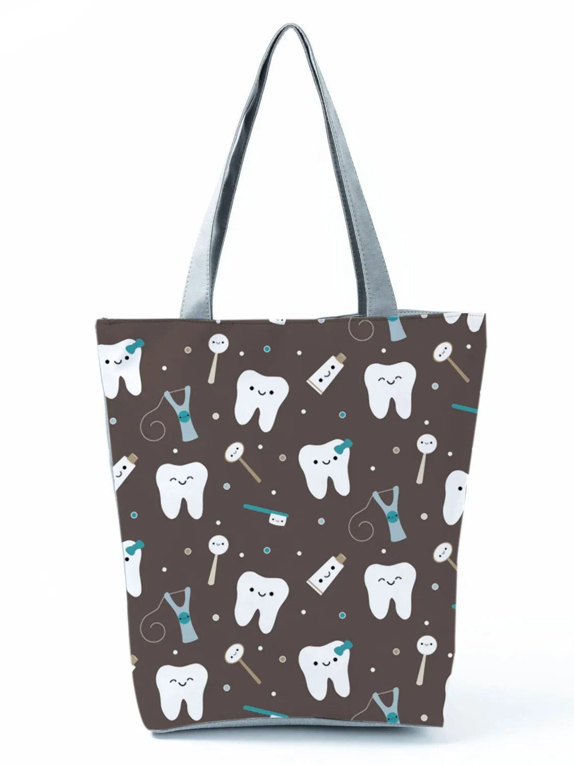 CartoonNurse Ladies Printed Handbag – Foldable High Capacity Eco Reusable Shoulder Bag for Travel & Shopping