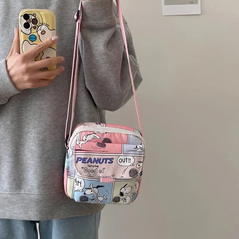 Cartoon Cute Snoopy Shoulder Bag for Women | Large Capacity Nylon Crossbody Bag