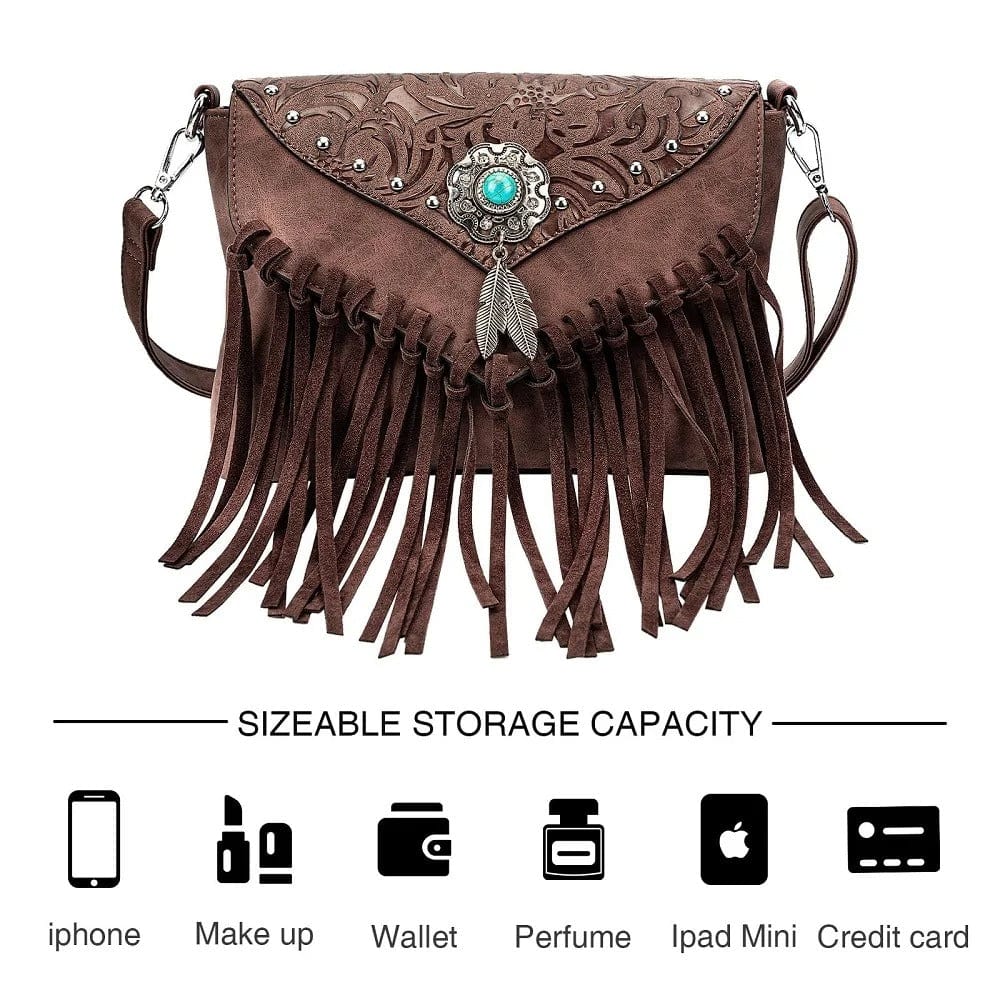 Celela Original Design Shoulder Bag for Women – Luxury PU Leather Clutch & Fringe Messenger Purse