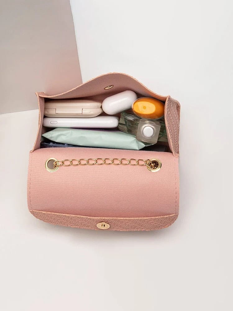 Embossed Chain Square PU Leather Bag – Women’s Large Capacity Shoulder & Crossbody