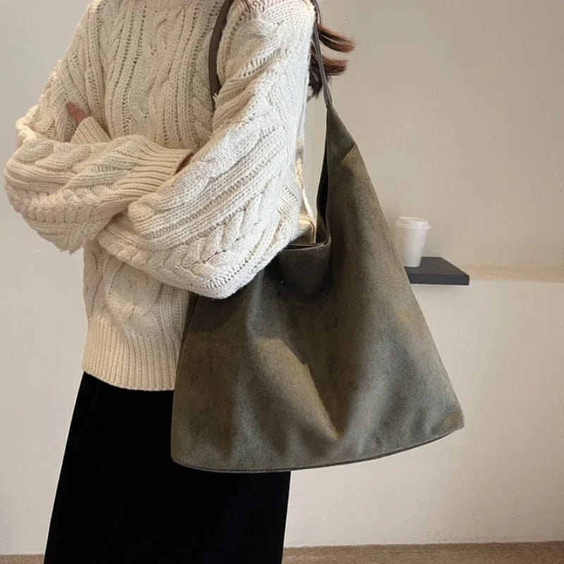 Vintage Suede Shoulder Bag – Large Capacity Autumn & Winter Women’s Commuter Bag,