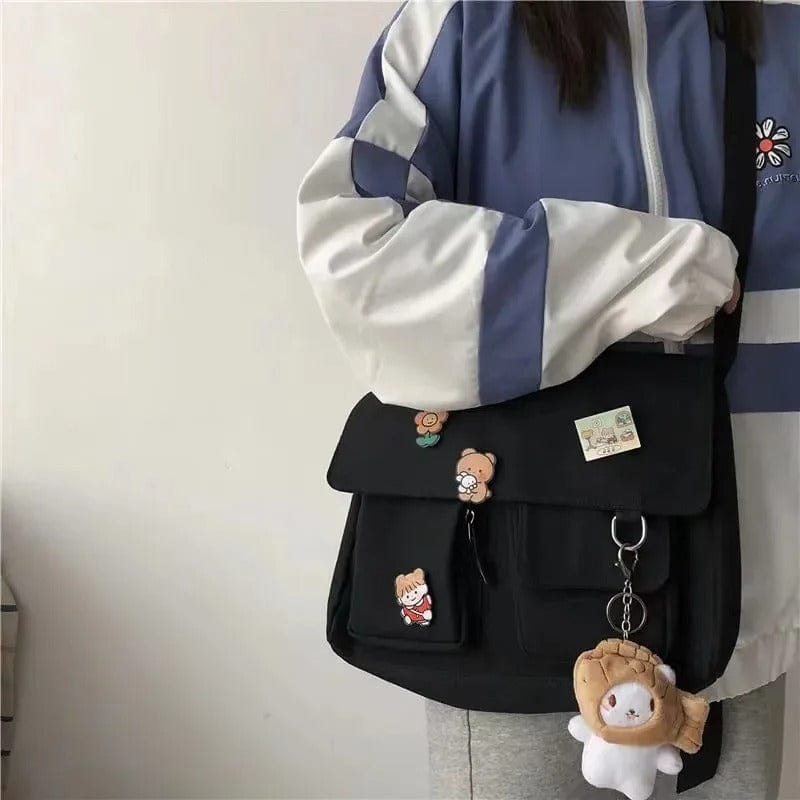 Cute Canvas Crossbody Bag for Women – Wild Student Shoulder Bag, Japanese Harajuku