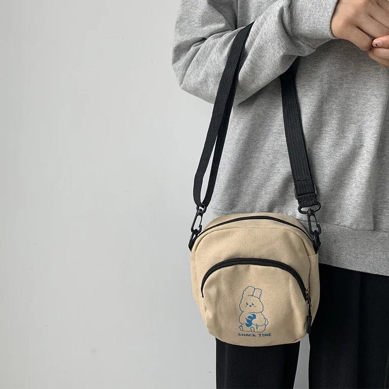 Cute Rabbit Canvas Crossbody Bag for Women – Vintage Messenger Handbag for Students