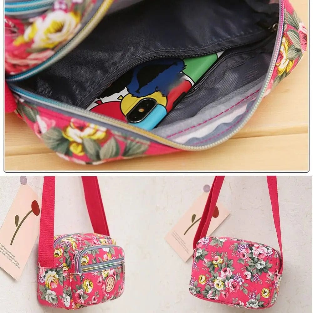 FloraVibe Multi-Layered Floral Print Nylon Shoulder Bag -
