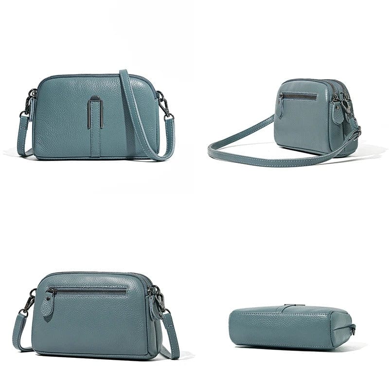 Genuine Leather Crossbody Bag for Women | Luxury Solid Color Shoulder & Messenger Clutch