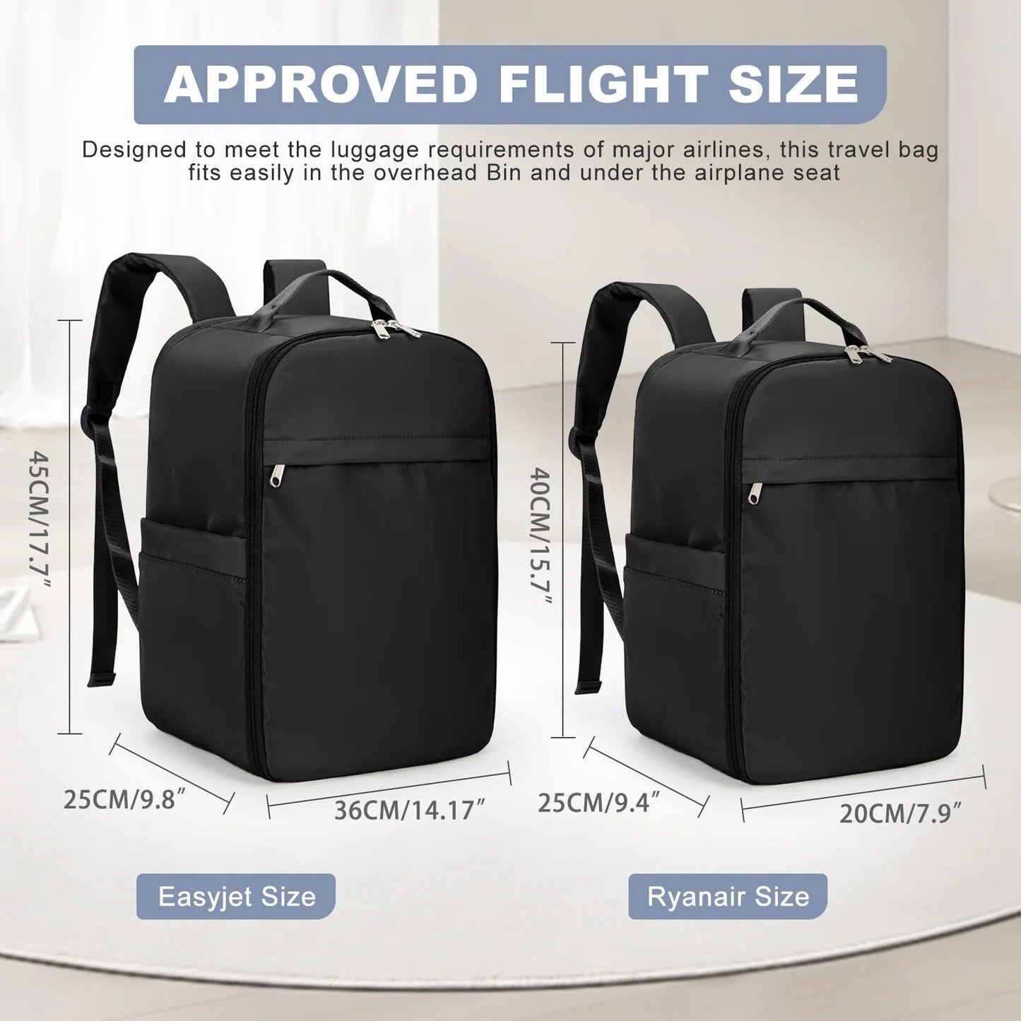 Ryanair & EasyJet Cabin Bag – 40x20x25 Travel Backpack, Laptop Backpack for
