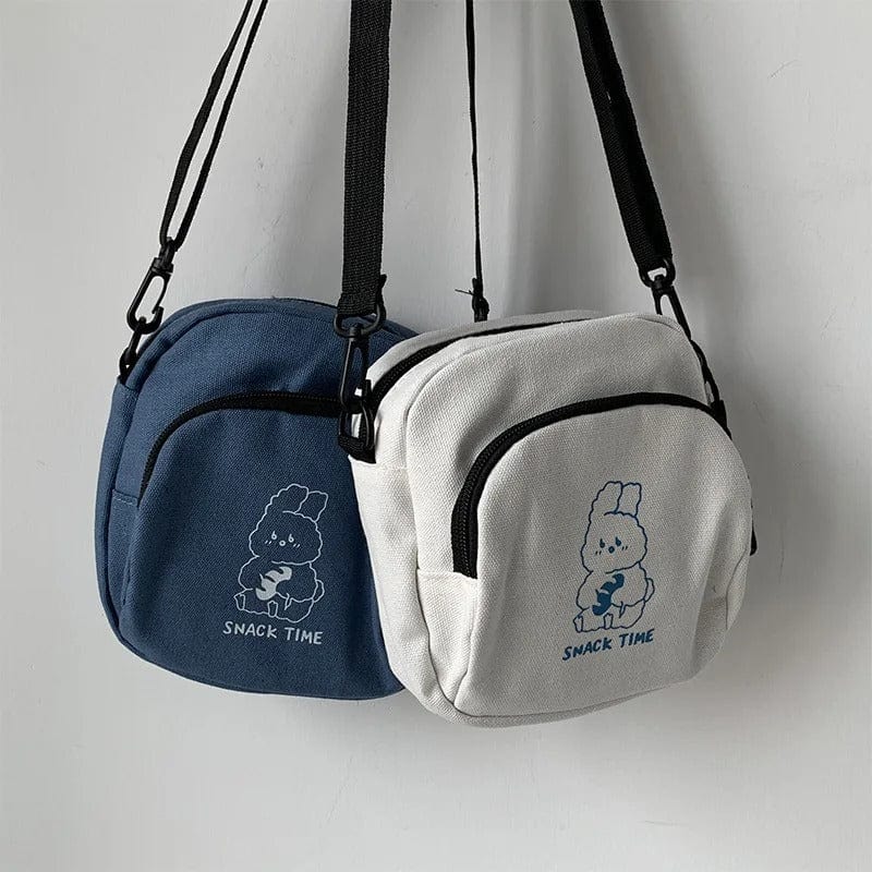 Cute Rabbit Canvas Crossbody Bag for Women – Vintage Messenger Handbag for Students
