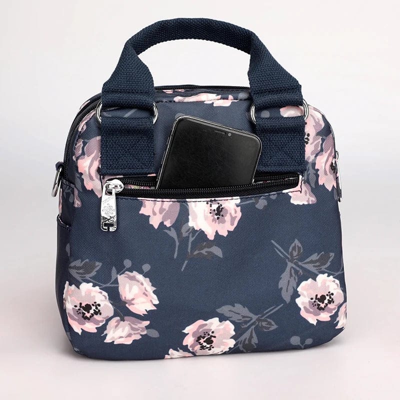 Flora Luxe Women's Floral Crossbody Bag - Durable Nylon, Multi-Pocket Shoulder