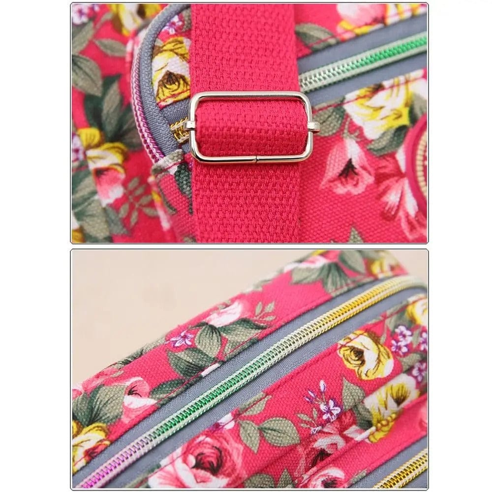 FloraVibe Multi-Layered Floral Print Nylon Shoulder Bag -