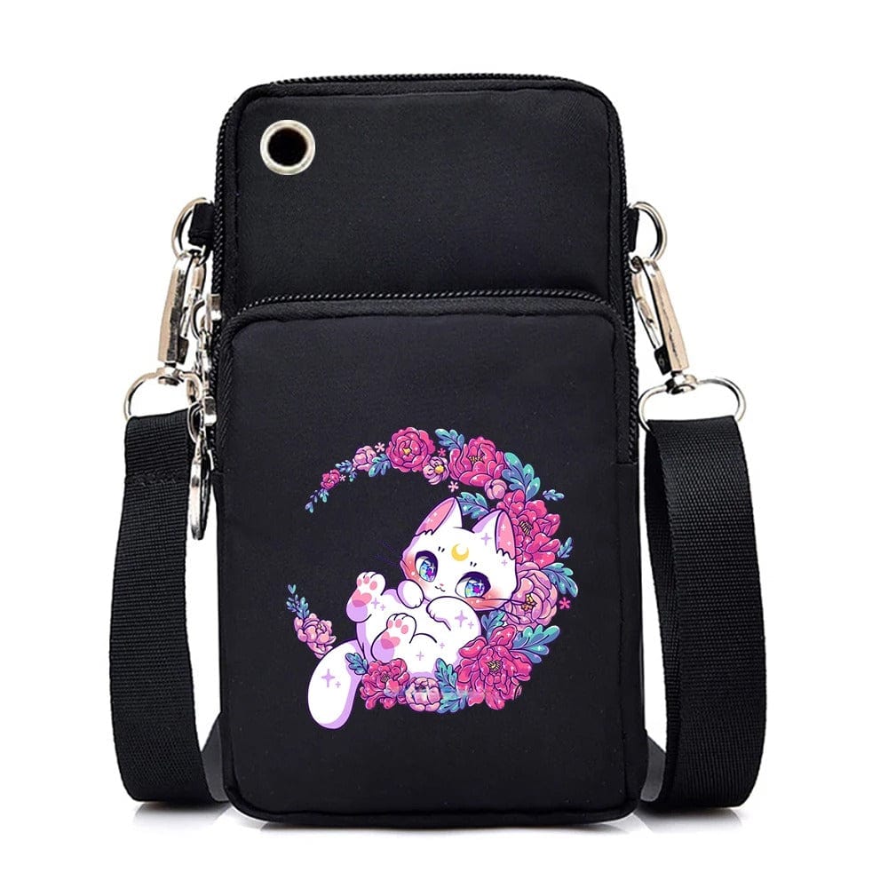 CatLover Mini Phone Bag – Just a Girl Who Loves Cats Print Crossbody Purse for Teens