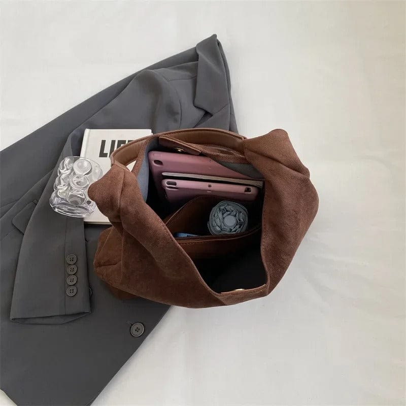 Vintage Suede Shoulder Bag – Large Capacity Autumn & Winter Women’s Commuter Bag,