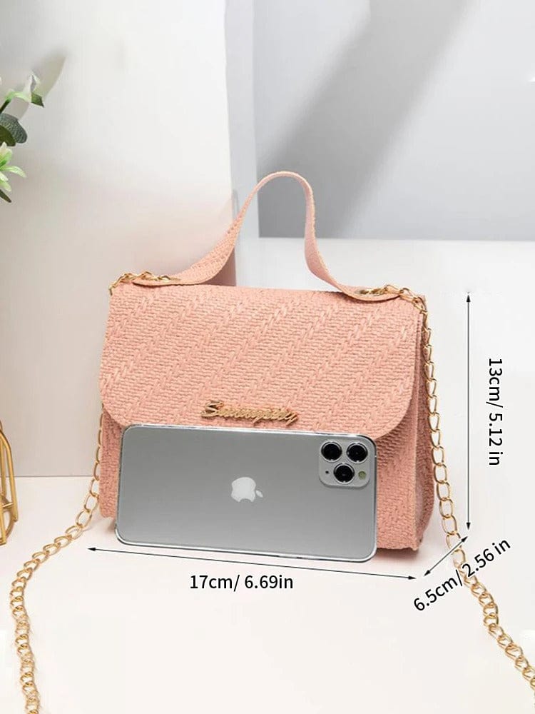 Embossed Chain Square PU Leather Bag – Women’s Large Capacity Shoulder & Crossbody