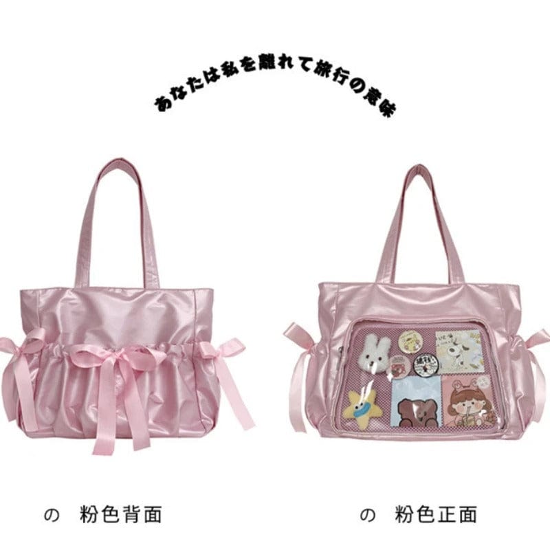 Ballet Ribbon Bow Handbag - Sweet Forest Style Double-Sided Large Capacity