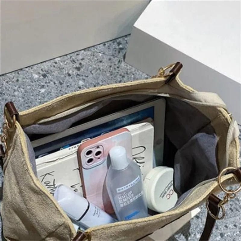 Trendy Solid Color Shoulder Bag for Women | Canvas Tote Handbag for Office & Travel