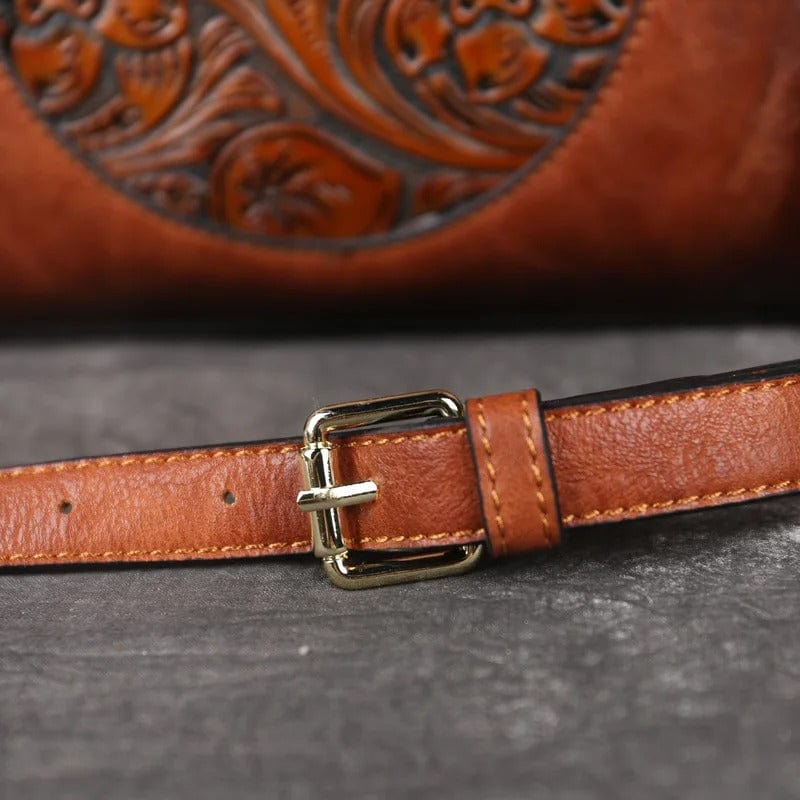 Vintage Luxe Leather Women's Handbag - Retro Embossed Shoulder & Messenge