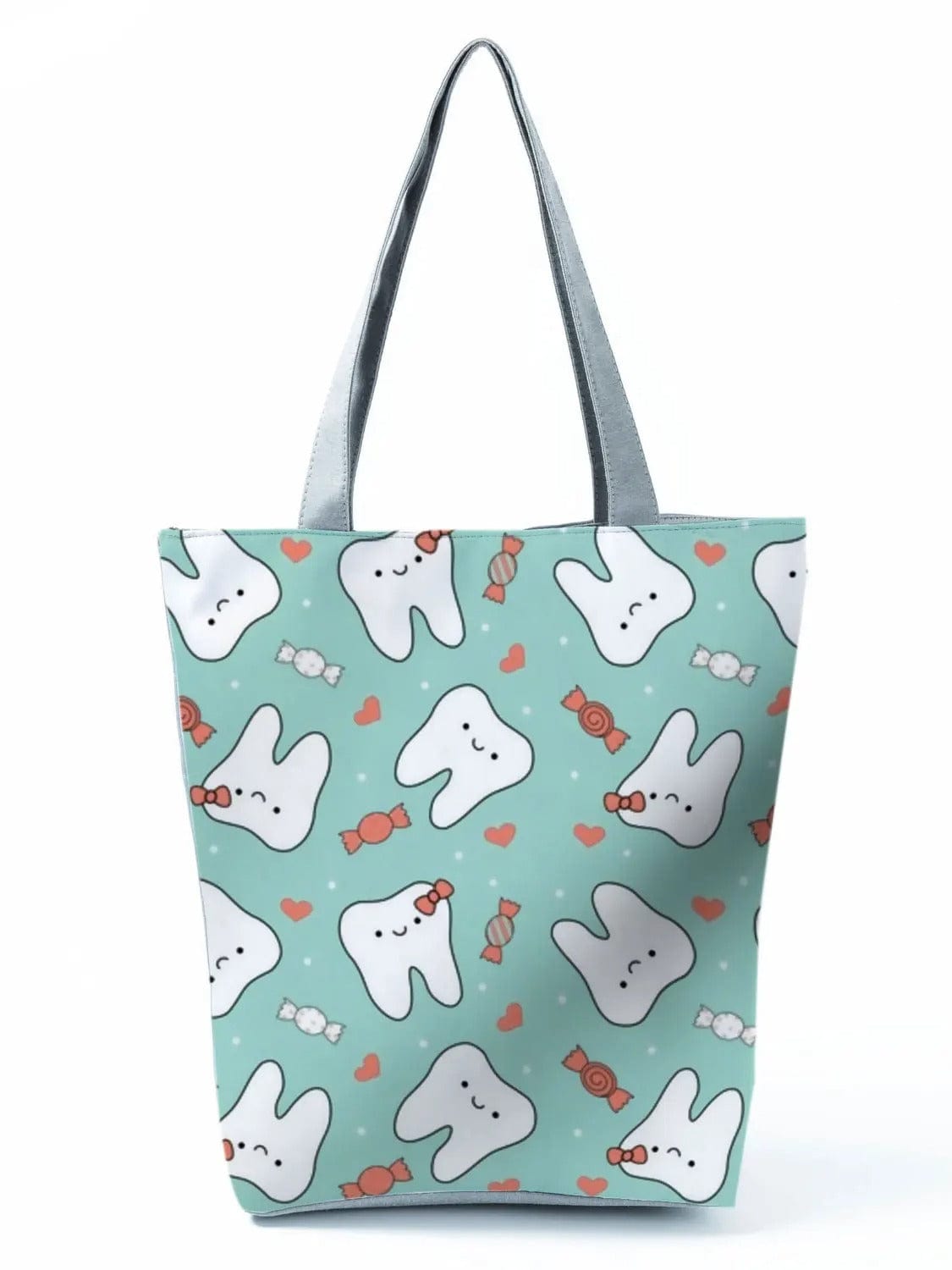 CartoonNurse Ladies Printed Handbag – Foldable High Capacity Eco Reusable Shoulder Bag for Travel & Shopping