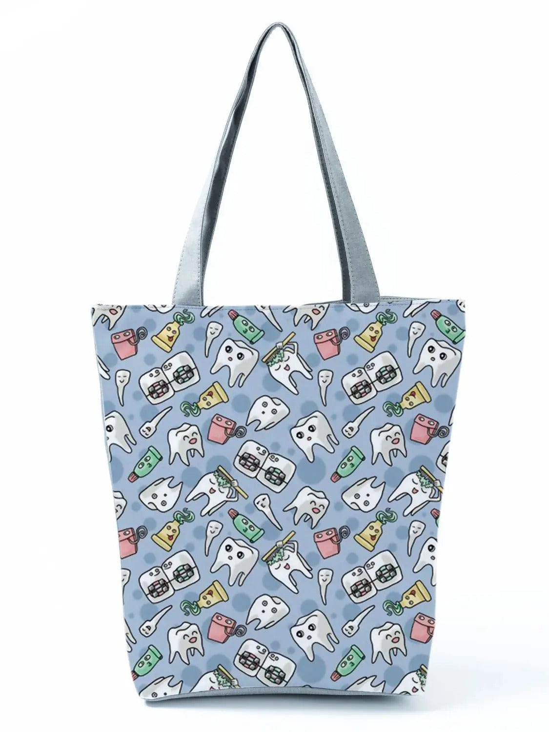 CartoonNurse Ladies Printed Handbag – Foldable High Capacity Eco Reusable Shoulder Bag for Travel & Shopping