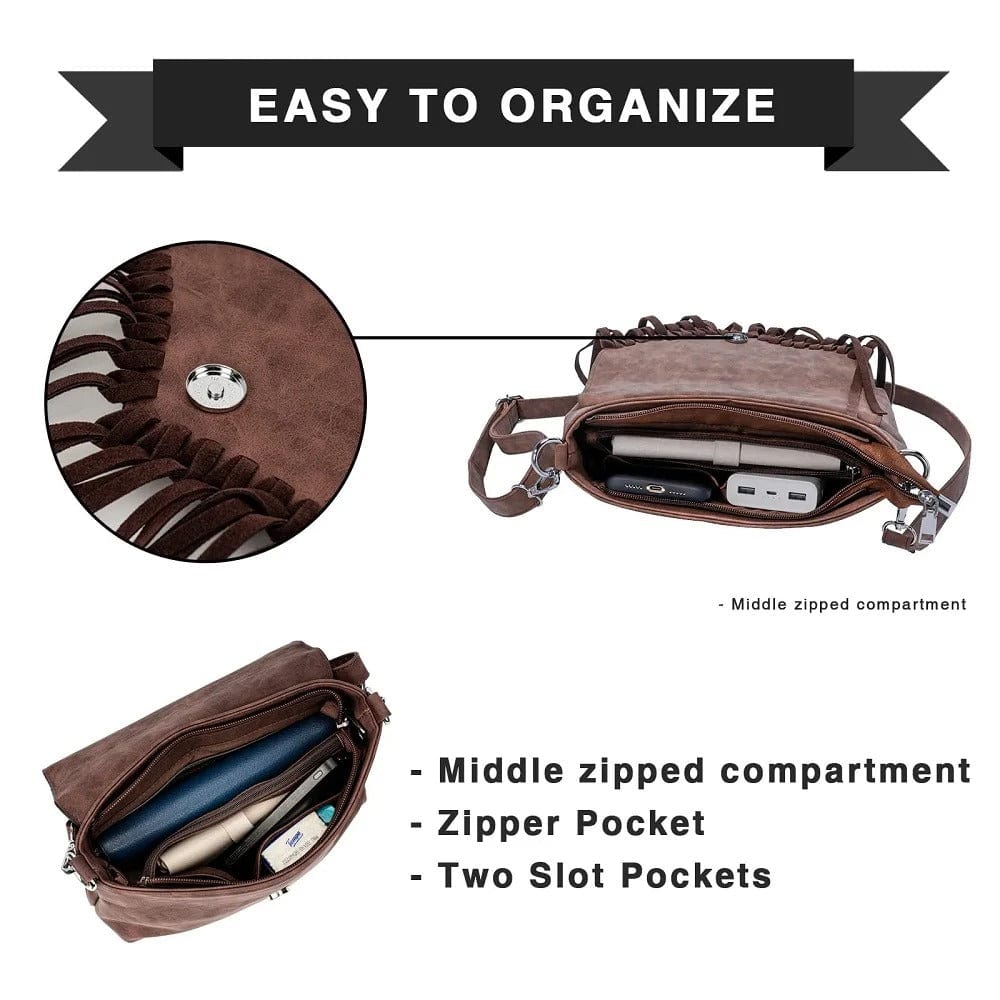 Celela Original Design Shoulder Bag for Women – Luxury PU Leather Clutch & Fringe Messenger Purse