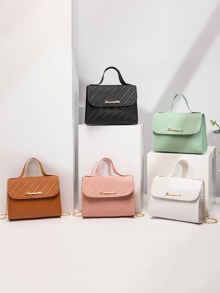 Embossed Chain Square PU Leather Bag – Women’s Large Capacity Shoulder & Crossbody