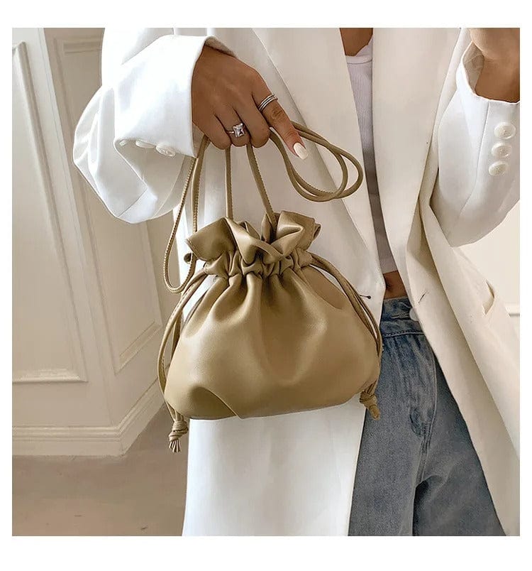 Korean Fashion Lady Shoulder Bag | Cute Drawstring Bucket Crossbody Bag for Women,