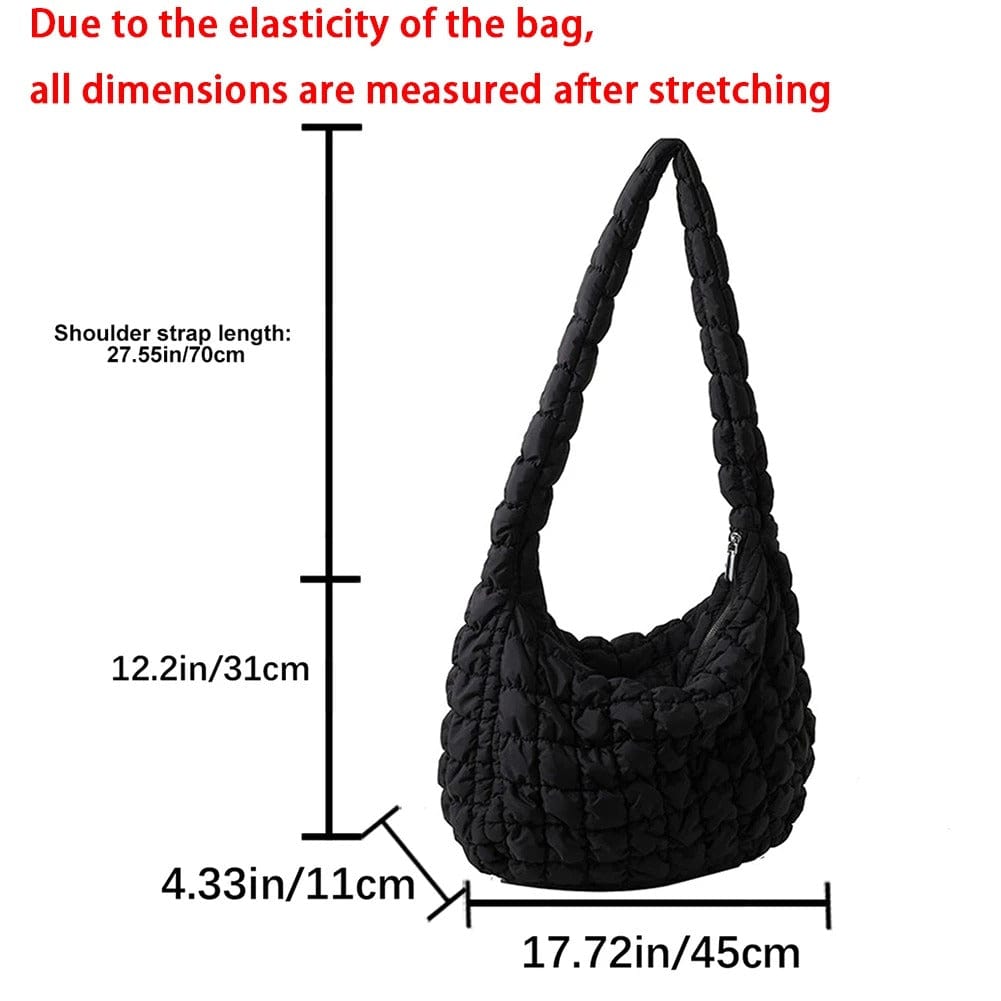 CloudQuilt Quilted Padded Crossbody Bag for Women – Pleated Ruched Tote & Bucket Shoulder Handbag