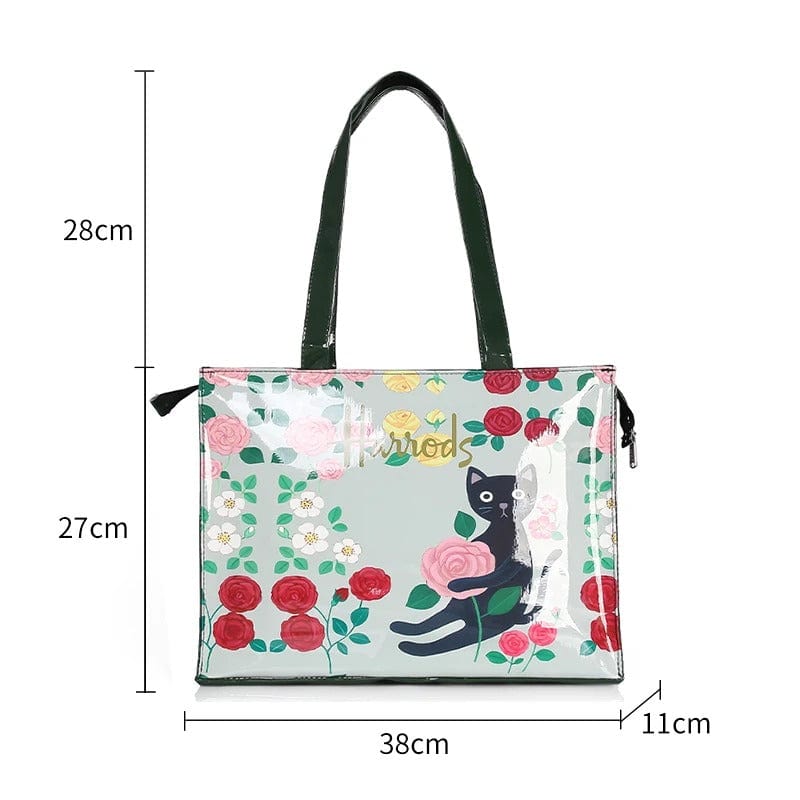 Vintage Painting PVC Waterproof Shopping Bag – Aesthetic Women’s Shopper Tote &