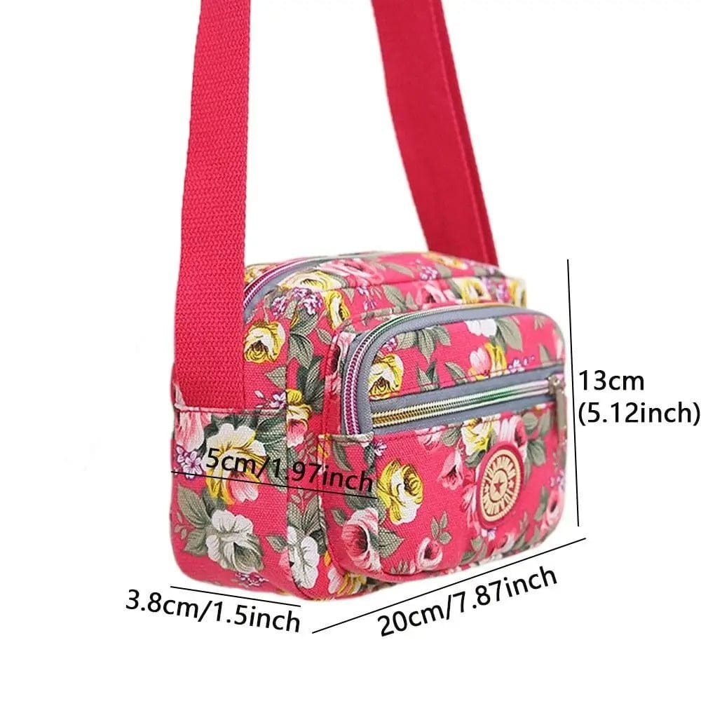 FloraVibe Multi-Layered Floral Print Nylon Shoulder Bag -