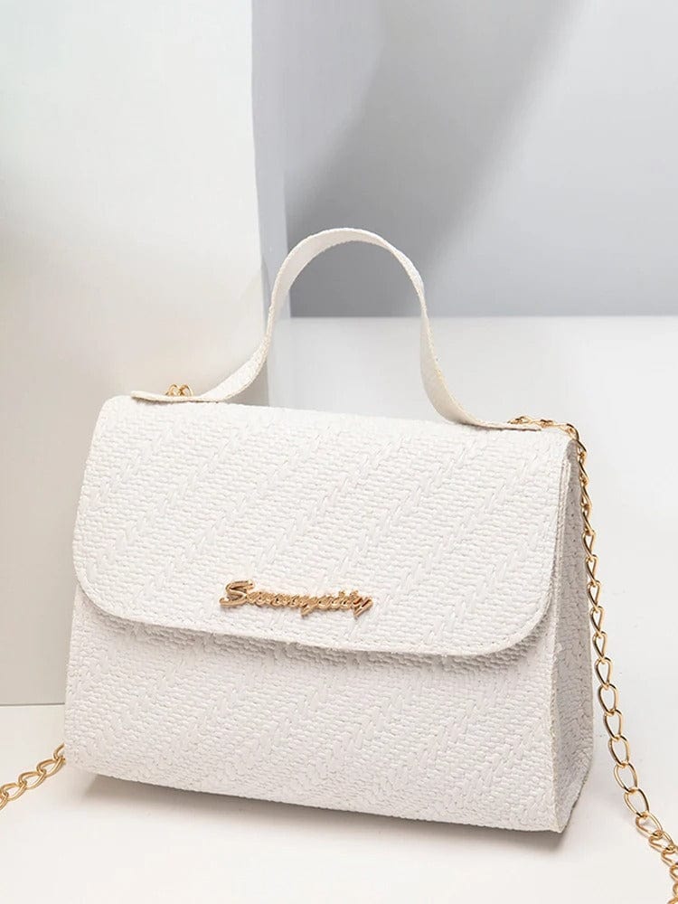 Embossed Chain Square PU Leather Bag – Women’s Large Capacity Shoulder & Crossbody