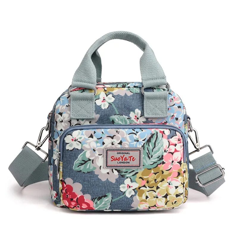 FloraPrint Women's Crossbody Bag – Portable Multi-Pocket Nylon Shoulder & Messenger